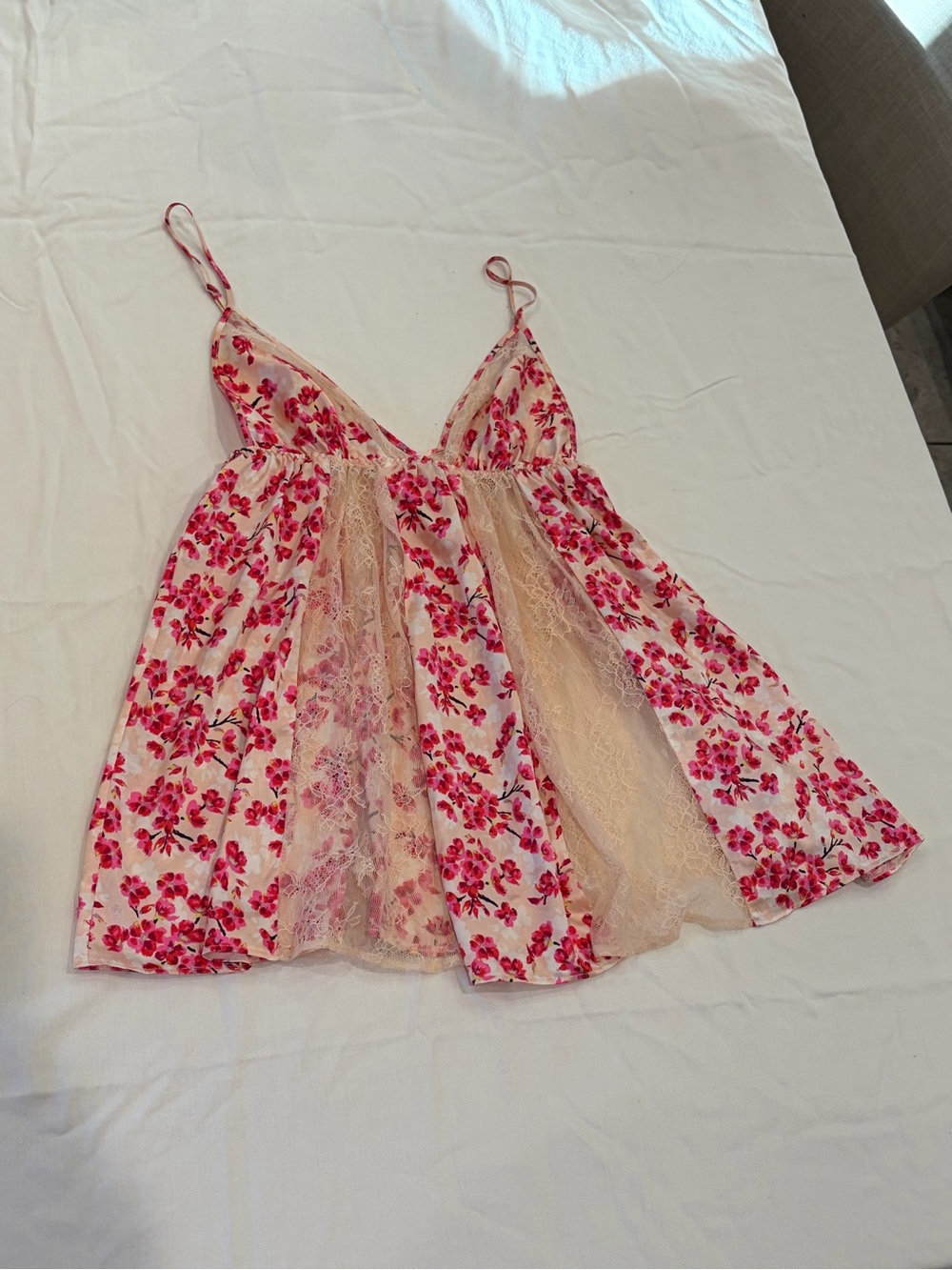 Victoria’s Secret Floral Pink Lace Babydoll Slip Top